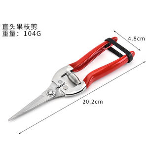 Tijeras de podar de acero inoxidable rojo de 10-20 mm con cabezal recto y curvado para recoger frutas, herramienta de jardín, fabricadas en Yangjiang - Product Image 2