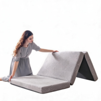 Matelas en mousse à mémoire de forme pliable en trois parties, 4 pouces, simple, avec housse amovible et design réversible, surmatelas pliable pour voyage et invités