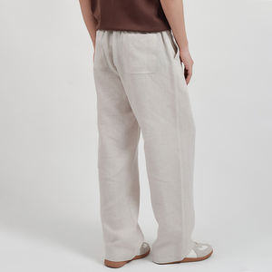 BRLOOTE Pantalones de <span class=keywords><strong>Lino</strong></span> 100% para Hombre, Pantalones Casuales, Pantalones Holgados, Pantalones Deportivos, Pantalones Esenciales de Verano con Cordón Ajustable, Pantalones Rectos - Product Image 3