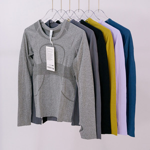 Sportswear Custom Logo Activewear Tech Quick Dry Breathable High Elastic Knit Long Sleeve Yoga Running T-shirts&Tops