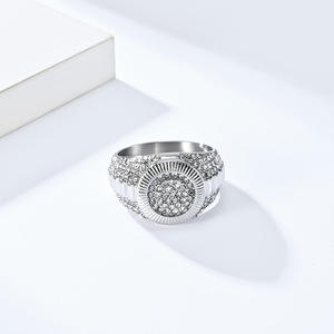 <b>Titanium</b> Steel Gold Plated Diamond <b>Ring</b> Men Hip Hop Streetwear Jewelry Gift Micro Pave Inlay K R746 - Product Image 4