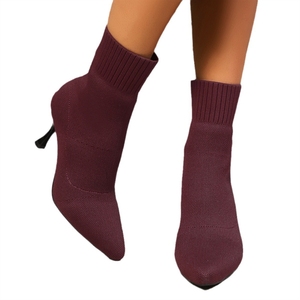 Botas de <span class=keywords><strong>Mujer</strong></span> para Otoño e Invierno, Nueva Versión Coreana, Tacones Altos Puntiagudos a la Moda, Calcetines Tejidos - Product Image 5