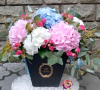 Seau à fleurs portable trapézoïdal en forme de macaron, couleur unie, pour bouquet de fleurs