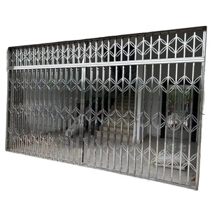 Grilles de sécurité en aluminium modernes antivol, portes coulissantes pliantes en métal ventilées, verrouillables, en acier, manuelles, pour application hôtelière - Product Image 4