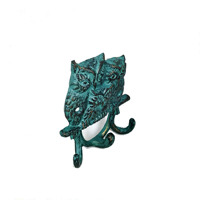Porte-clés mural triple en fonte moderne, motif trois hiboux, fait main, décoratif, en métal, pour intérieur et extérieur, entrée de maison
