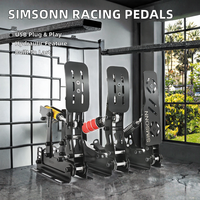 Pedales de Simulador de Carreras SIMSONN, Capacidad de Carga 200 kg, Joysticks Hidráulicos a Bajo Precio, Compatibles con PC por USB, Modelo PLUS-P3-H3 Moza