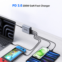 Stasiun Pengisi Daya Cepat Multifungsi Tommox 200W/100W US EU UK AU untuk Tablet Laptop Desktop Pengisi Daya USB Ponsel Pintar