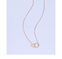 Collier tendance à double cercle en acier inoxydable, pendentif mode, disponible en deux couleurs : argent et rose