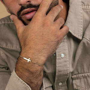 Braccialetto croce impermeabile in acciaio inossidabile per gli uomini braccialetto religioso cattolico fede cristiana croce bracciale gioielli da uomo - Product Image 5