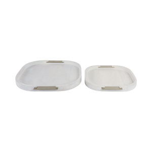 Plateaux carrés arrondis en bois avec poignées métalliques pour le rangement et la décoration de bijoux et de bibelots - Product Image 3