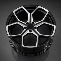 Nouvelle jante en alliage d'aluminium forgé 5 branches, design Y fendu usiné, bicolore noir et argent, logo personnalisé, jante de voiture 16-22 pouces 5x114.3