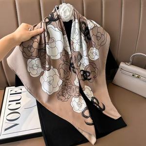 Khăn lụa giả cao cấp nữ <span class=keywords><strong>2025</strong></span> và khăn choàng vuông 90cm - Hàng mới về, thủ công dệt may - Product Image 2