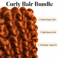 350 mèches de cheveux humains vietnamiens bruts bouclés profonds couleur gingembre-orange, extensions de tissage vierges avec cuticules alignées