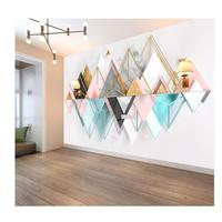 Murale géométrique moderne en marbre doré pour la décoration intérieure, papier peint artistique minimaliste 3D à coller