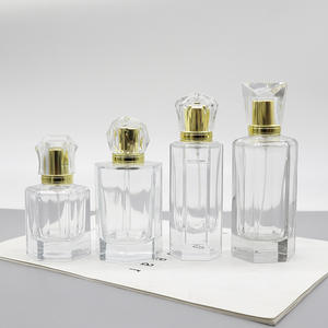 High-End 50ml Crystal White Hexagonal Glass Perfume Bottle Women's Empty Cosmetic Bottle with <b>Snap</b>-On <b>Cap</b> - Product Image 3