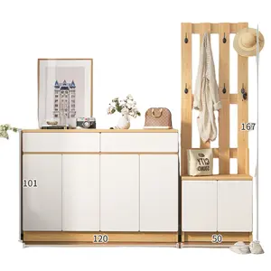 Floor-standing household clothes rack and shoe cabinet small apartment door wardrobe simple entrance cabinet