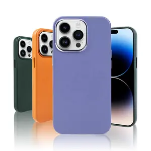 Luxury PU Leather Metal Alloy Buttons Wireless Charging Case Magnetic Phone Cover Phone Case for iPhone 11/12/13/14