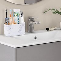 Support de rangement de comptoir pour brosses à dents et dentifrice en bambou à 5 fentes, avec base antidérapante et drainage, directement de l'usine