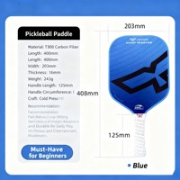 Raket Pickleball Anak Profesional Cold Pressed T300 Serat Karbon 16mm PP Honeycomb Core High Grit Spin Raw Carbon Training