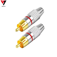 Conector RCA Macho Chapado en Oro, Enchufe de Soldadura de Audio y Video RCA, Enchufe Coaxial, Enchufe Lotus