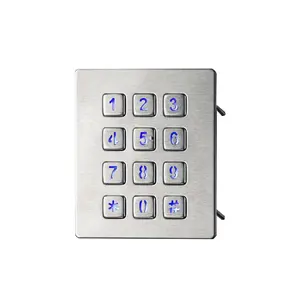 3x4 12 Keys Number USB Industrial Keypads Stainless Steel Backlit Metal Numeric Keypad For Smart Locker Access Control