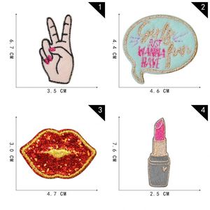 Patch thermocollant brillant en fil doré, motifs Rouge à lèvres, Lumière, Avocat, Paix, Fusée, pour la décoration, sans minimum de stock - Product Image 2