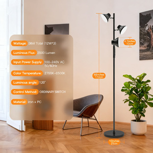 Modern Floor Lamp 3 Heads Adjustable Angle LED <b>Standing</b> Light For Living Room Bedroom Office Iron <b>PC</b> Material - Product Image 1