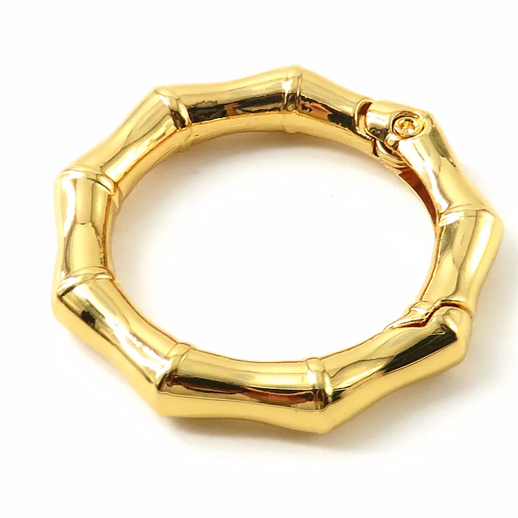 Новинка 2022, кольцо для ключей, золотые металлогранные неправильной формы, бамбуковые карабины для ключей и сумочки