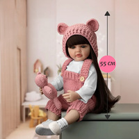 Poupée Reborn à Cheveux Longs de 55 cm, en Vinyle, Réaliste, Jouet d'Imitation pour Enfants, Meilleure Vente Transfrontalière