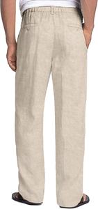 Servicio OEM al por Mayor, Pantalones Casuales de Lino para Hombre, Estilo Recto, para Playa y Verano, Cintura Elástica con Cordón, Ligeros, con Bolsillos Laterales - Product Image 2