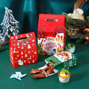 Caja de Papel Reciclado Resistente, Bolsa de Regalo de Papel Navideña, Impresión Personalizada, Embalaje de Regalo de Dulces de Navidad con Asa - Product Image 4