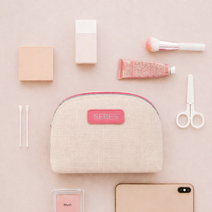 Pochette cosmétique aspect lin naturel, porte-rouge à lèvres, organiseur compact à fermeture éclair, 5x4x2.5 pouces, sac à maquillage structuré, idéal pour un cadeau - Product Image 6