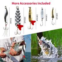 Kit complet de leurres de pêche pour débutants, appâts artificiels pour eau douce et eau salée avec cuillères à truite dans une boîte de rangement