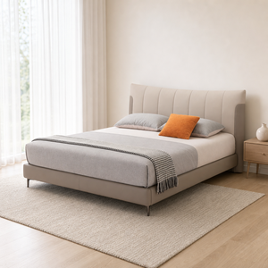 Cabecera Acolchada con Costuras en Canal y Patas Metálicas para Cama King Size, Estructura de Plataforma Tapizada en Tela para Dormitorio Principal - Product Image 3