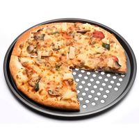 Revêtement rond Pizza bac à légumes outils ensemble d'ustensiles de cuisson outils de cuisine casseroles à Pizza en acier au carbone perforé plaque de cuisson avec antiadhésif