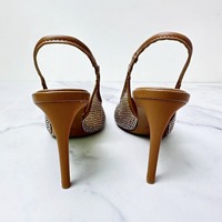 Chaussures à talons hauts marron en cristal pour femme H158-750 ZA 2024, à bout pointu, pour le bureau, à bouche peu profonde, pour l'extérieur, talons d'été pour femme