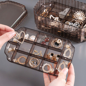 Boîte de rangement de bijoux avec compartiments pour bagues, boucles d'oreilles, colliers, portable, multicouche, marron et vert foncé, PS - Product Image 3
