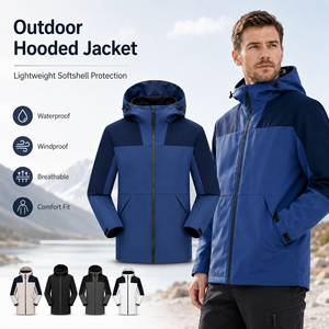 Chaqueta de aventura para hombre, ligera, repelente al agua, con logo personalizado, para senderismo, trekking y viajes. - Product Image 1
