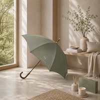 Parapluie Droit de Luxe Personnalisé en Bois Courbé, Anti-Pluie et Anti-Vent, avec Boîte Cadeau Premium – Idéal pour les Cadeaux d'Entreprise