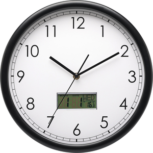 Lcd Trạm thời tiết kim loại khung thạch anh <span class=keywords><strong>10</strong></span> inch Analog kỹ thuật số Đồng hồ treo tường với ngày và nhiệt độ hiển thị lớn đồng hồ - Product Image 1