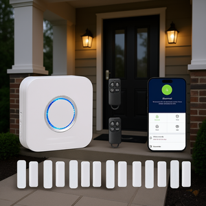 Système d'alarme de porte sans fil avec 6 capteurs de contact, récepteur, contrôle par application Tuya Smart, sonnette sonore, portée de 10 à 20 m, matériau plastique - Product Image 2