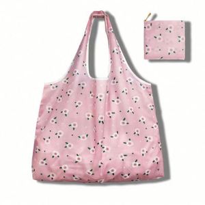 Sacs de courses pliables grande capacité en gros, sacs de rangement portables imprimés créatifs à poignée - Product Image 1