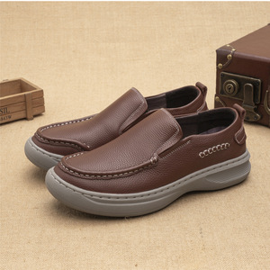 Mocasines de Cuero Genuino para Hombre, Punta Redonda, Sin Cordones, Cómodos, Zapatos de Otoño con Suela de Goma - Product Image 3