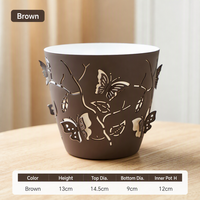 Pot Bunga Sukulen Meja 3D Motif Kupu-kupu Kartun Desain Pastoral PP Self-Watering Anti Karat Bernapas