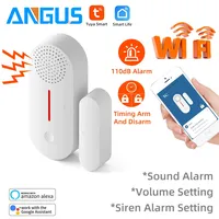 ANGUS WLAN-Sensor für Tür und Fenster, Einbruchalarm mit Ton und Licht, Fernbedienbare Türklingel, Notfall-Diebstahlschutz, Magnetischer Türsensor