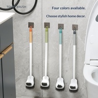 Ensemble brosse de toilette et support avec manche en plastique et brosse en nylon Outil de nettoyage de salle de bain portable