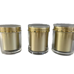 Tarros de plástico acrílico dorado de doble pared de 200 ml de grado alimenticio con tapa de rosca para crema corporal, pestañas postizas, champú y pelucas - Product Image 1
