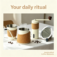 Ensemble de café pour infusion manuelle 4 pièces en acier inoxydable 304, kit de voyage portable, comprenant un moulin manuel, une bouilloire à café, un filtre et une tasse à café
