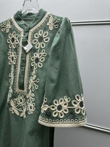 Vestido Mini de Manga Corta Estilo Étnico Vintage para Mujer, Vestido de Moda con Cuello Redondo y Bordado Floral Intenso - Product Image 5