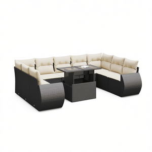 Extra Large Black Pe <b>Rattan</b> Garden <b>Sofa</b> Set 6 Seater Outdoor Furniture Contemporary Design - Product Image 1